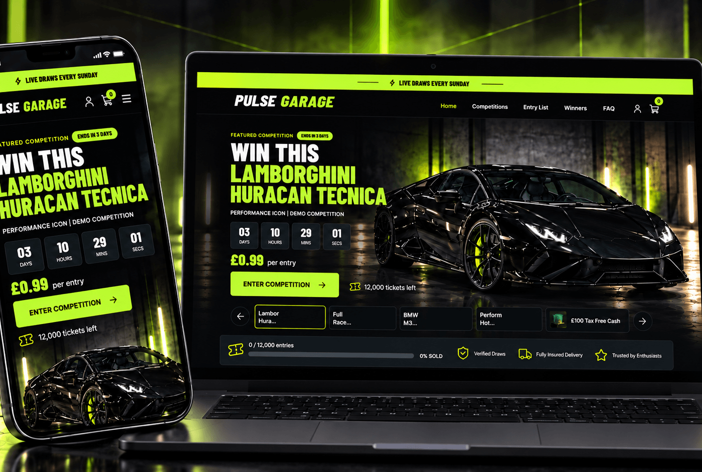 Vantyx – Dark Prize Draw Theme raffle website template